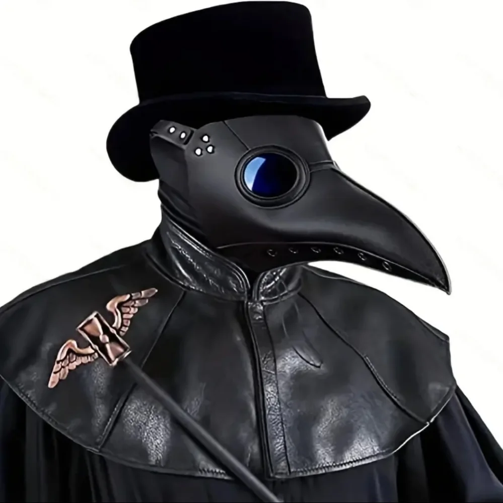 Faux Leather Plague Doctor Cosplay Halloween Mask